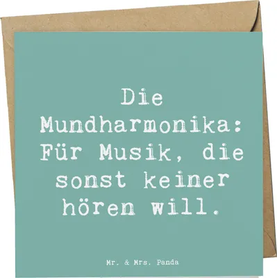 Produktbild von Mr. & Mrs. Panda faltkarte Spruch Musik Mundharmonika - Meeresbrise - Geschenk, doppelkarte, Blues, Grußkarte, Folklore, Musikinstrument, Glückwunschkarte, Instrument