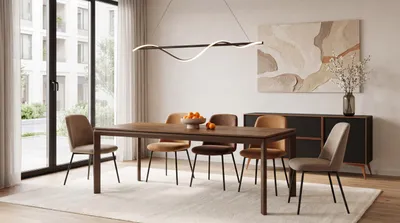 Produktbild von Rechteckiger Esstisch Ausziehbar – Minimalistischer Esszimmertisch mit Braunen Metallbeinen – 180 x 90 cm – Verlängerbar bis 270 cm – Eiche Braun Rustikal