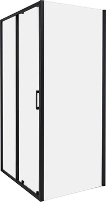 Produktbild von BELIANI Duschkabine Schwarz aus Sicherheitsglas Aluminium Rahmen Einzeltür Schiebetür mit Magnetschloss 80x100x185cm Duschabtrennung Modernes Design