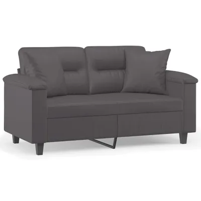 Produktbild von 2-Sitzer-Sofa mit Zierkissen Grau 120 cm Kunstleder