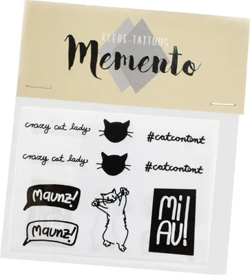 Produktbild von 3 Sets Klebe-Tattoos Katze Crazy Cat Lady Abziehtattoo Klebetattoo Tattoo Kinder