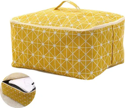 Produktbild von Faltbare Aufbewahrungsbox Aufbewahrungstasche aus Leinen Tragetasche für Bettdecken 49*40*24cm