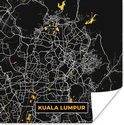 Produktbild von MuchoWow® Poster Kuala Lumpur - Stadtplan - Gold - Karte 75x75 cm - Wand Dekoration