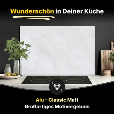 Produktbild von Spritzschutz Küchenrückwand aus Aluminiumverbund in Matt 125 x 40 cm Natürliche weiße Marmortextur