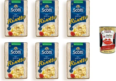 Produktbild von RIso Scotti- Idealer Reis für Risotto 6x 1000gr + Italian Gourmet polpa 400g