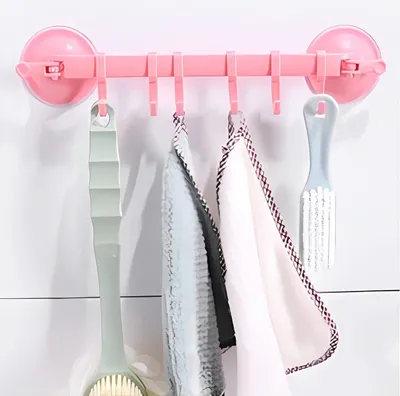Produktbild von Handtuchhalter ohne Bohren Saugnapf Kunststoff Handtuch Stange Badetuchhalter, Farbe:Pink