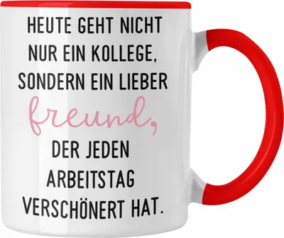Produktbild von Trendation - Jobwechsel Geschenk Kollege Schöner Spruch Abschied Bester Kollege Abschiedsgeschenk (Rot)