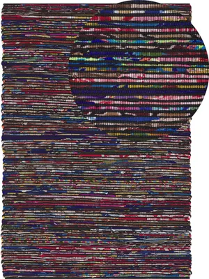 Zdjęcie produktu dla BELIANI Dywan ciemnokolorowy bawełniany 160 x 230 cm ręcznie tkany boho styl do salonu