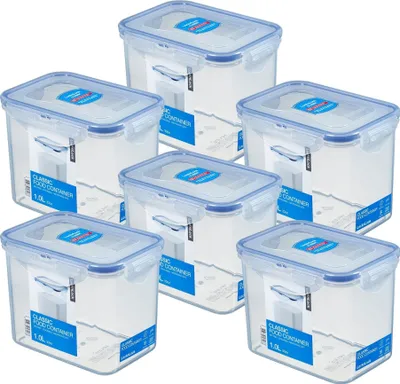 Obrázok produktu pre Súprava 6 dóz LocknLock HPL812 - Dózy na potraviny s objemom 1 liter - Rozmery (d x š x v): 151 x 108 x 117 mm - Vhodné na mrazenie a mikrovlnnú rúru - Dózy Lock and Lock Food Box Meal-Prep-Boxes