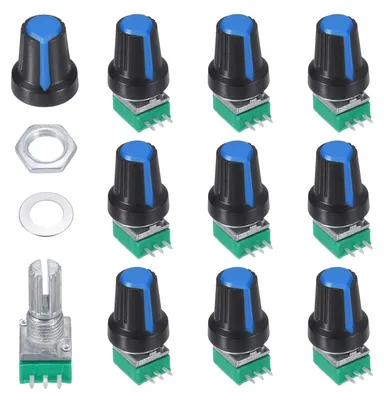 Potentiometerset, 10 Stück, 10K, linear, schwarz/blau