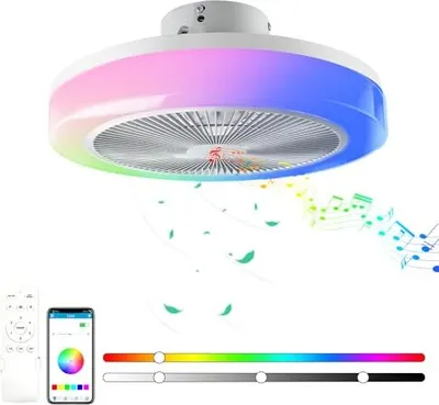 Produktbild von TOPBOS RGB Deckenlampe mit Ventilator Fan, Dimmbare LED Lichter Ventilator, Leiser Moderne Lichtern, Deckenventilator Beleuchtung und Fernbedienung