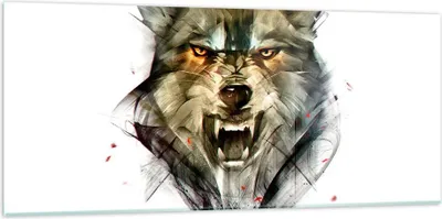 Produktbild von Bilder auf glas - Wolf Tier Wald - 120x50cm - Glasbilder - Wandbilder - Kunstdruck - zum Aufhängen bereit - Wanddekoration aus Glas - Glas Bilder - Wandbild auf Glas - Einteilig - GAB120x50-4070