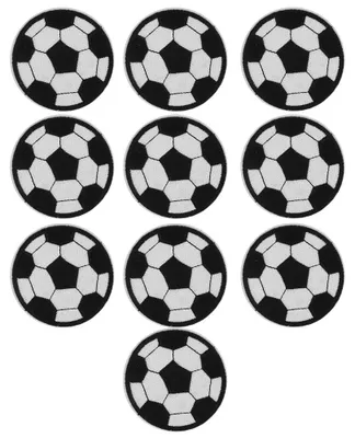 Produktbild von Fußball-Aufnäher - 30 Stück gestickt zum Aufbügeln - für Kleidung Jacken und Taschen - Schwarz-Weiß