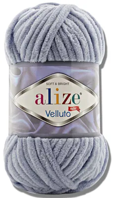 Productafbeelding van Alize 1x 100g Velluto, dikke wol, effen kleur, chenille, geschikt voor haken en breien (kolengrijs | 87)