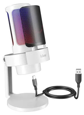 Produktbild von FIFINE USB Mikrofon PC, Gaming Mikrofon für Streaming Podcast Studio, Microphone USBC für PS4 PS5 MAC mit RGB-Steuerung, Stummschalter, Kopfhöreranschluss, Popfilter