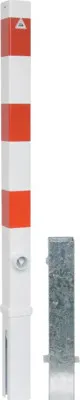 Produktbild von Schake Absperrpfosten/Feuerwehrpfosten 70 mm x 70 mm mit aufgeschweißter Stahlkappe mit 2 Ösen weiß-rot H = 1400 mm