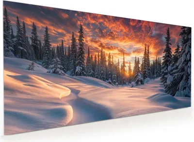 Produktbild von Küchenrückwand Spritzschutz Glas mit Motiv Winterlandschaft Sonne 40 x 40 cm