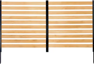 Produktbild von SucceBuy Sichtschutzzaun aus Holz, 96,5 cm B x 106,7 cm L, 2-teiliger Lamellenzaun für Klimageräte, Poolausrüstung oder Mülltonnen, mit Metallpfählen, einfache DIY-Montage, dekorative Lösung für den Außenbereich