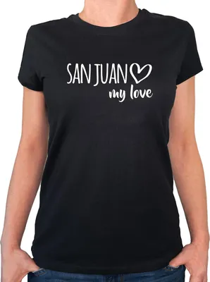 Produktbild von Huuraa Damen T-Shirt San Juan my love S Black Bio Baumwolle Fairtrade Damenshirt Geschenkidee