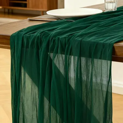 Produktbild von Tischläufer Käsetuch Dunkelgrün 300 x 90 cm Boho Gaze