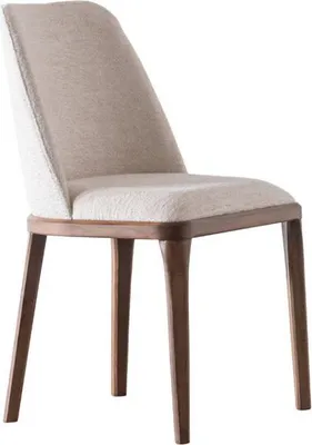 Productafbeelding van Moderne beige fauteuil, comfortabele leunstoel, gestoffeerd, geschikt als keukelstoel of eetkamerstoel, meubel