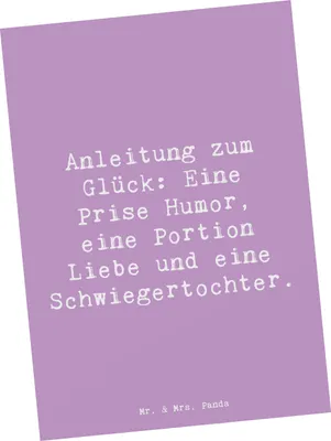 Produktbild von Mr. & Mrs. Panda Postkarte Spruch Humor Liebe Schwiegertochter - Lavendeltraum - Geschenk, Familie feiern, Schwiegereltern, Weihnachten, Postkarten, bildkarte, Grußkarte