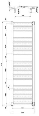 Productafbeelding van Aqualine ORBIT handdoekradiator met zijdelingse aansluiting, 450x1320 mm, wit