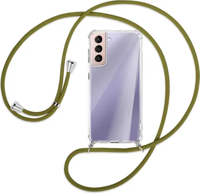 Produktbild von Handykette Backcover-Schutzhülle mit Band (Metall silberfarben) für Samsung Galaxy S21 5G - khaki