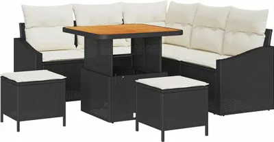 Immagine prodotto di vidaXL Set di divani da giardino con cuscini 8 pezzi in polirattan nero