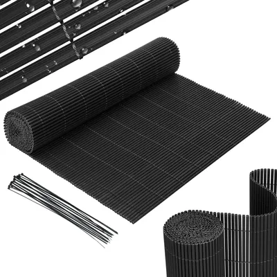 Produktbild von Ikodm 90x500cm PVC Sichtschutzmatte Bambus Sichtschutz Garten Sichtschutzzaun Balkon Zaun Windschutz Balkonverkleidung Grau