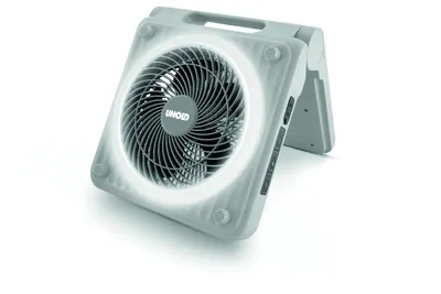 Der Unold Camping Solarventilator ist ein quadratischer, tragbarer elektrischer Ventilator mit kreis