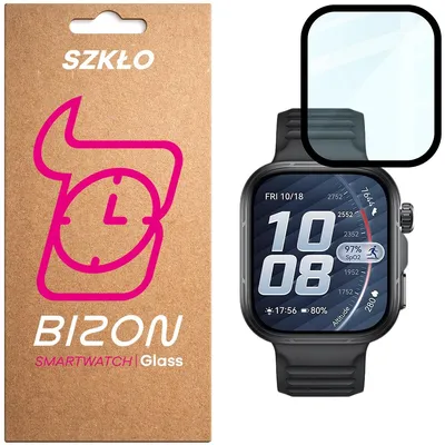 Produktbild von Hybrides Glas für Huawei Watch Fit 5 Pro, Bizon Watch Glass Edge Hybrid, Schwarz