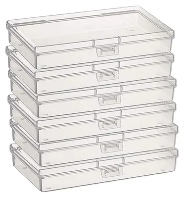 6er-Set durchsichtige Aufbewahrungsboxen, rechteckig, 14,8×7,9×1,9 cm