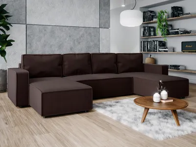 Produktbild von Wohnlandschaft U-Form BRIK XL 338x169 BOSS 07 Dunkelbraun – Schlaffunktion & Bettkasten