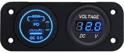 Produktbild von ProRide USB/USB-C-Schnelllader 2 Ports QC3.0 65W Voltmeter Schalter 12V