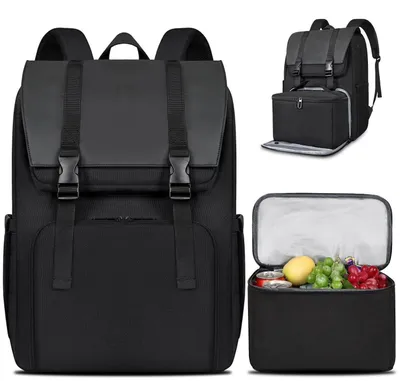Produktbild von Lunch Rucksack 17,3 Zoll mit Kühltasche 2-in-1 Arbeitsrucksack für Herren und Damen Schwarz
