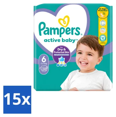 Produktbild von 15 x Pampers Active Baby Windeln Größe 6 - Vorteilspackung - 15 Stücke