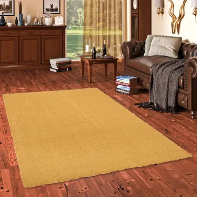 Produktbild von Luxus Hochflor Shaggy Teppich Velvet Curry, Größe:400x500 cm