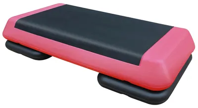 Image de Plateforme de stepper aérobique, longueur de 76 cm, hauteur réglable de 10,5 cm à 15,5 cm, supporte un poids de 250 kg, surface texturée antidérapante, inclut 2 rehausseurs