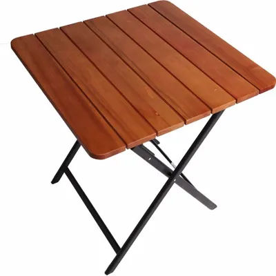 Produktbild von Aluminium Klapptisch 70x70 cm Gartentisch Balkontisch Holztisch Beistelltisch Braun Neu