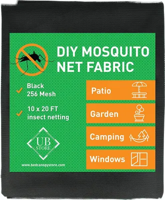 Produktbild von Moskitonetz Stoff 3x6 Meter, schwarz, für Garten, Insektenschutz