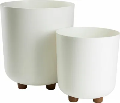 Produktbild von HowHomely | Blumentöpfen mit Füßen - Pflanzentöpfe - creme - 2er Set - Übertöpfe - Blumenkübel - Dekorativ