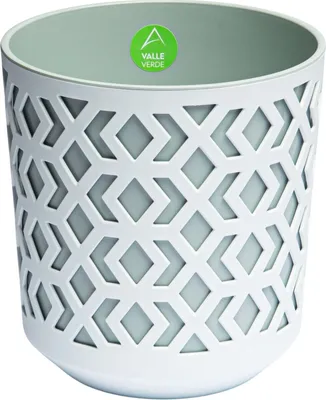 Produktbild von Blumentopf Kräutertopf Pflanzentopf für Zuhause Balkon Terrasse Garten Modernes Design Kunststoff Gemustert Weiß-Hellgrau 26,8 x 25,4 cm x 25,4 cm