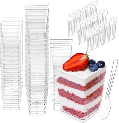 Obrázok produktu pre Sada dezertných pohárov 160 ml, 50 kusov, priehľadná, opakovane použiteľná, pre párty