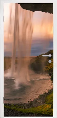 Produktbild von MuchoWow® Türtapete Selbstklebende Türfolie Wasserfall - Island - Natur 75x205 cm Türposter Türaufkleber Klebefolie Türklebefolie - XXL-Aufkleber - Tür Tapeten