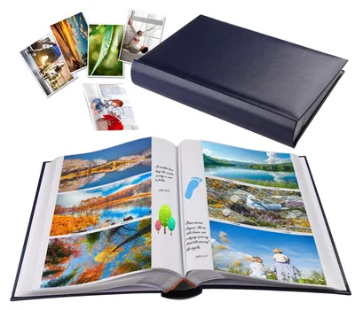 Fotoalbum mit 402 Fächern für 4x6 Fotos, PU-Leder, schwarz