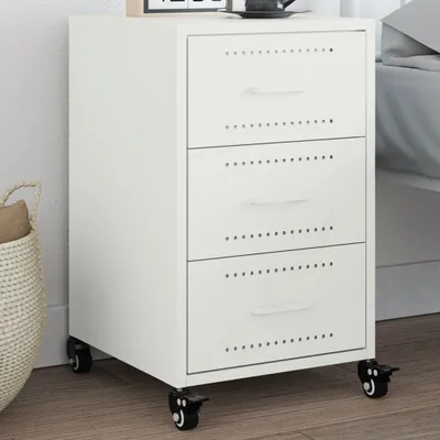 Obrázok produktu pre Maison Exclusive - Nočný stolík Biely 36x39x59 cm Oceľ
