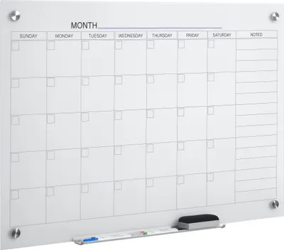 Produktbild von Whiteboard Kalender, 90 x 60 cm, Wandkalender, Stiftablage, Trocken Abwischbar, Wochenplaner, 4 Stifte, Radierer, Monatskalender, Büro, Schule, Küche, Zuhause