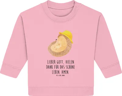 Produktbild von Mr. & Mrs. Panda Organic Baby Pullover Igel Beten 12. - 18. Monat - Baumwolle Pink - Geschenk, Leben, Amen, Gott, Lustige Sprüche, Bullover, Sonnenhut, Genießen