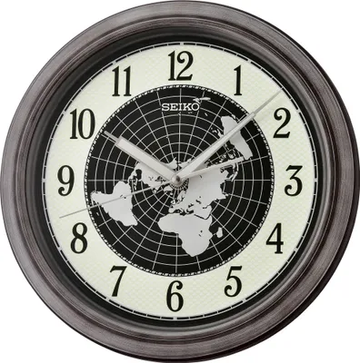 Immagine prodotto di Seiko QXA825S Orologio da parete con mappa del mondo al quarzo nero